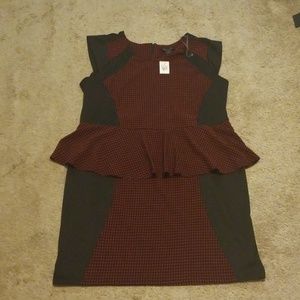 New Ashley Stewart Peplum Style Checkered Dress